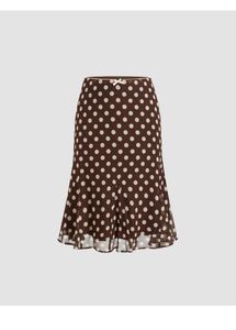 Brown Midi Polka Dot Skirt