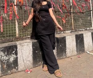 Elegant Black Sequined Kurta Set