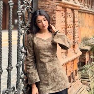Elegant Printed Kurta with Bell Sleeves
