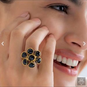 Alluring Black Crystal Cocktail Ring