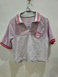 Pink &amp; White Collared Polo Shirt
