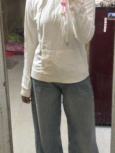 White Hoodie with floral print