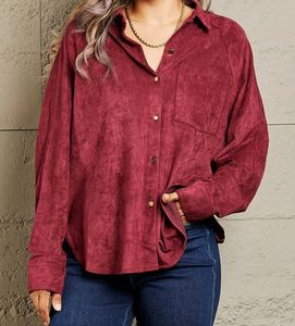 Korean Oversized Carduroy Shirt In Red