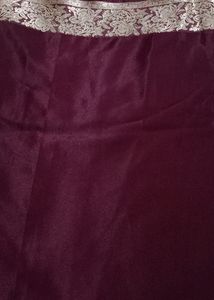 Rose Red Saree With Silver Border