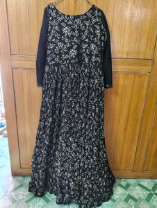 Black Embroidered Ethnic Gown with Dupatta