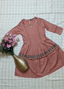 Chic Peach Tiered Mini Dress