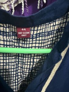 Navy Blue Printed Kurta