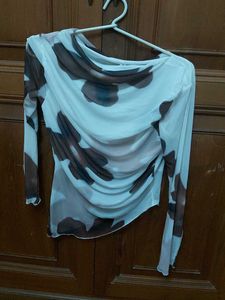 Sheer Cow Print Long Sleeve Top