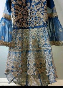 Exquisite Navy Blue Embroidered Gown