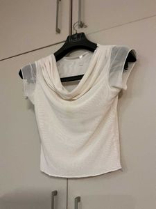 White Cowl Neck Top