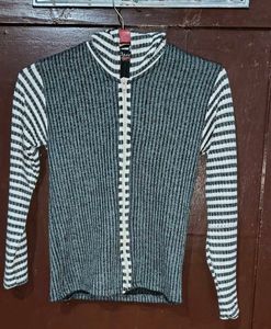 unisex Stylish Striped Zip-Up Sweater