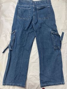 Women denim cargo jeans pants