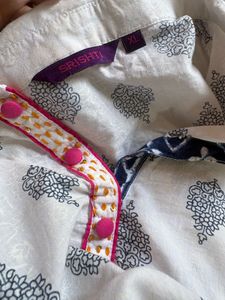 Stylish White Printed Kurta