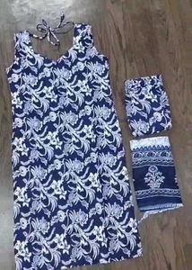Elegant Navy blue kurti set + black sleeveles