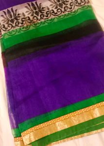 Vibrant Ombre Stripe Saree with Floral Border