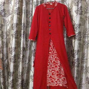Beutiful Front Slit Printed Layered A-Line Kurti