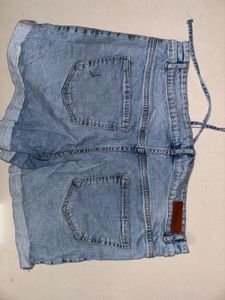 Light Wash Denim Lace-Up Shorts