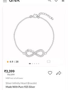 price drop 📉GIVA Silver Infinity Heart Bracelet