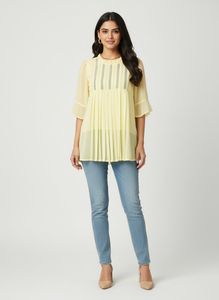 Elegant Pleated Yellow Top