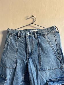 Trendy Denim Cargo Pants