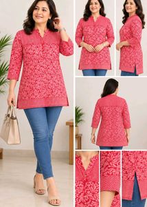 Bright Coral Short Kurti