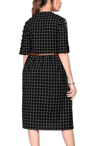 Chic Black &amp; White Checkered Midi Dress
