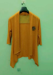 Women's Yellow Kurta with Brooch
