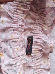 Pink Floral Ruched Puff Sleeve Top