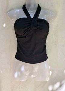 26279. Chic Black Halter Neck Twist Top