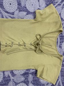 Ribbed Lace-Up Crop Top