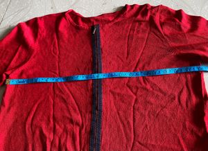 Red Front-Zip Casual Shrug / Cardigan