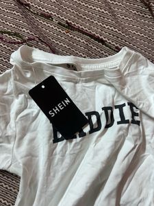 SHEIN White 'Baddie' Graphic Tee