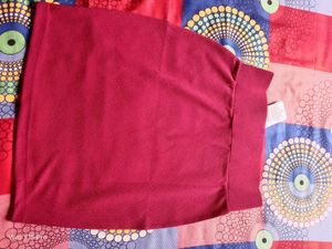 Elegant Maroon Pencil Skirt – Tropical Garden Full