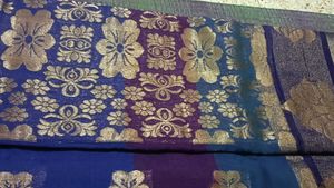 Cotton Silk Saree with Golden Floral Print