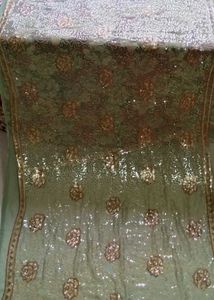 Mint Green & Gold Embellished Dupatta