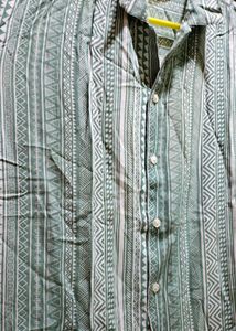 Green Printed Button-Up Shirt