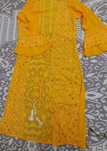 Yellow Georgette Lahenga Choli With Shrug💛