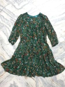 Floral Print Green Dress