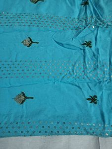 Beautiful Blue Embroidery Kurta For Women