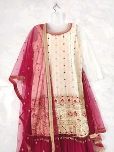 Maroon and Cream Pakistani/Indian Outfit