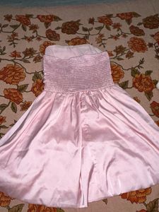 Pink Strapless Bubble Hem Dress
