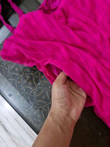 Offer Price Pink Anarkali Dress with Gold Trim