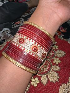 Red & Gold Chura Bangles Set