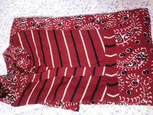 Maroon Printed Cotton Kurta