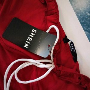 Red Strapless Ruffle Tube Top