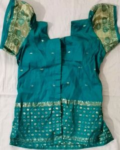 Pattupavada and blouse,green colour