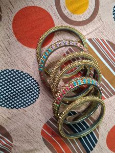 Set of Colorful Embellished Bangles