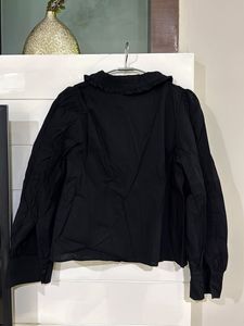Chic Black Blouse with Statement Collar