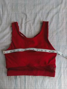Price Drop Red Sports Bra with Mesh Detail