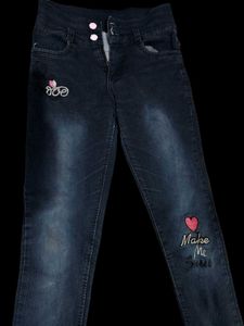 Embroidered Detail Jeans For Girls